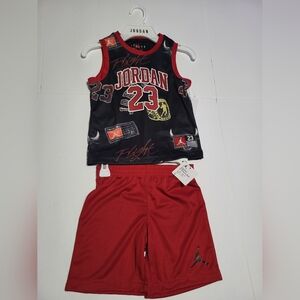 Jordan Kids Black and Red Basketball Tank Top